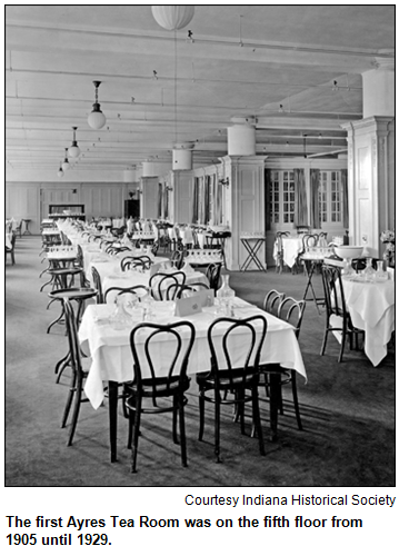 The first Ayres Tea Room was on the fifth floor from 1905 until 1929. Image courtesy Indiana Historical Society.