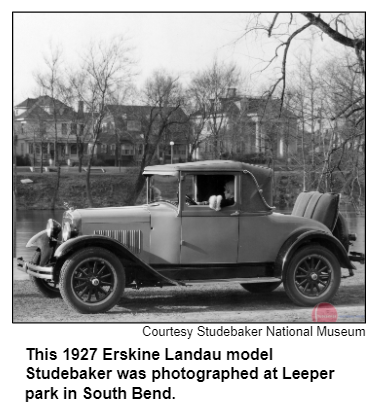 This 1927 Erskine Landau model Studebaker was photographed at Leeper park in South Bend. Courtesy Studebaker National Museum.
