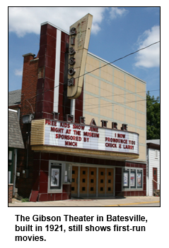 The Gibson Theater in Batesville, built in 1921, still shows first-run movies.
