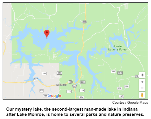 Our mystery lake, the second-largest man-made lake in Indiana after Lake Monroe, is home to several parks and nature preserves.