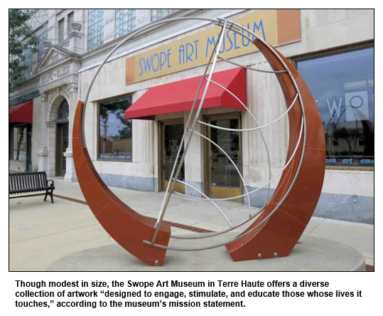 Though modest in size, the Swope Art Museum in Terre Haute offers a diverse collection of artwork “designed to engage, stimulate, and educate those whose lives it touches,” according to the museum’s mission statement.
